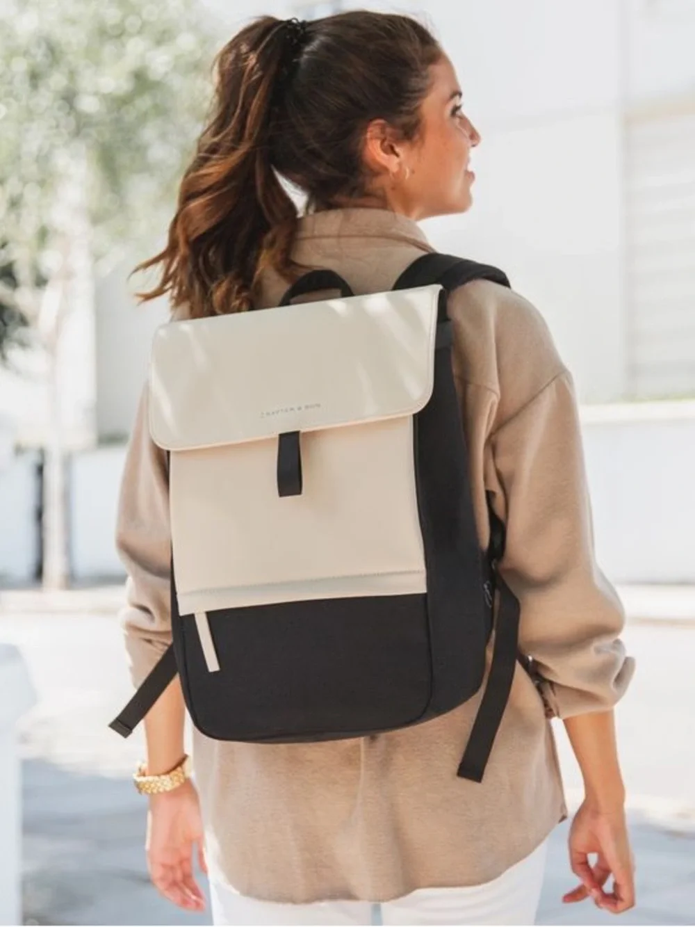 Kapten & Son Fyn Backpack in Black and Cream